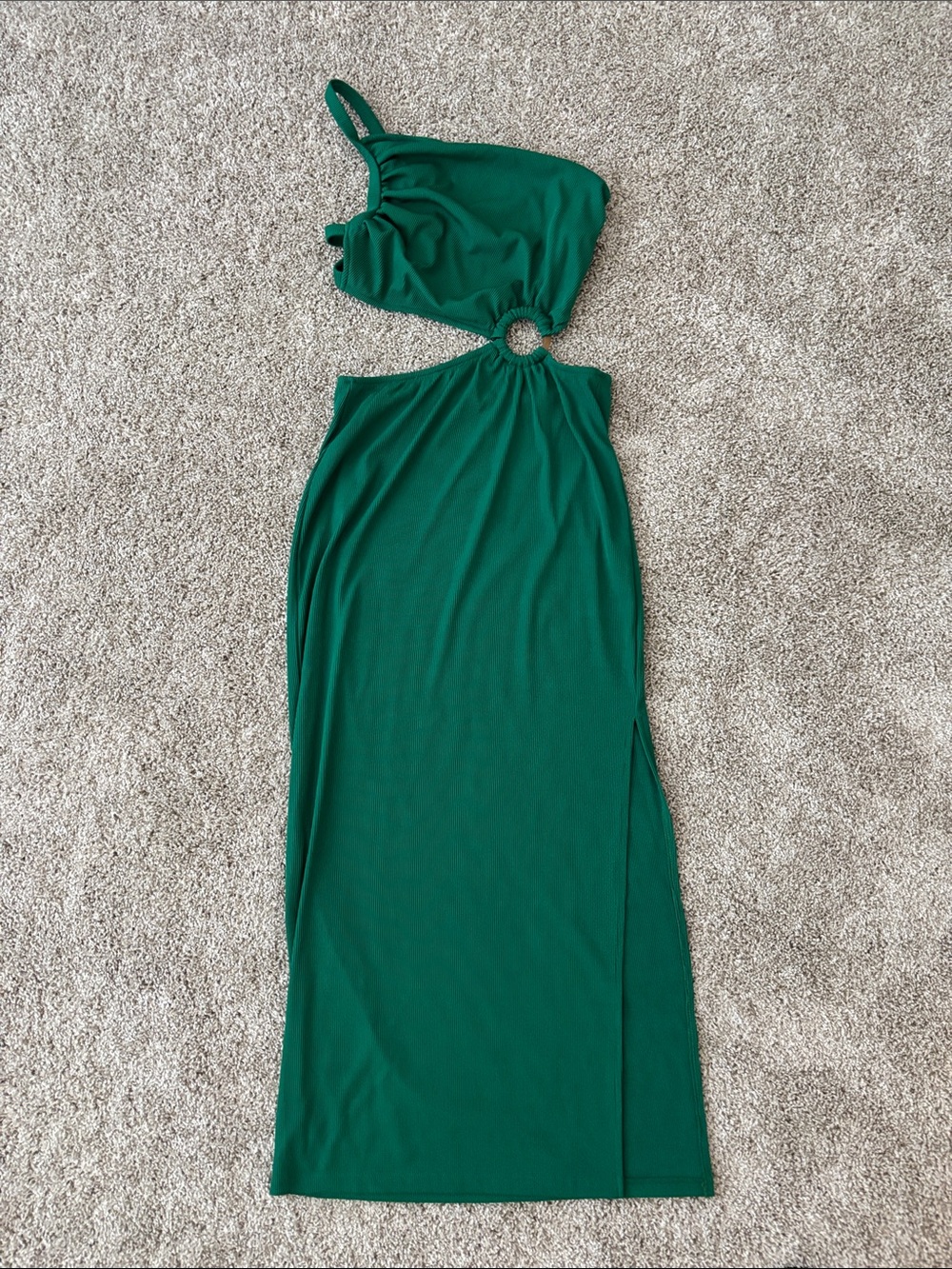 One-Shoulder Emerald Cutout open-back Maxi Dress